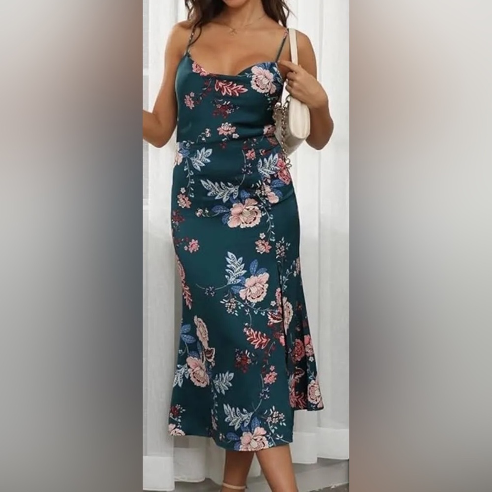 Tsher Green Floral Midi Dress